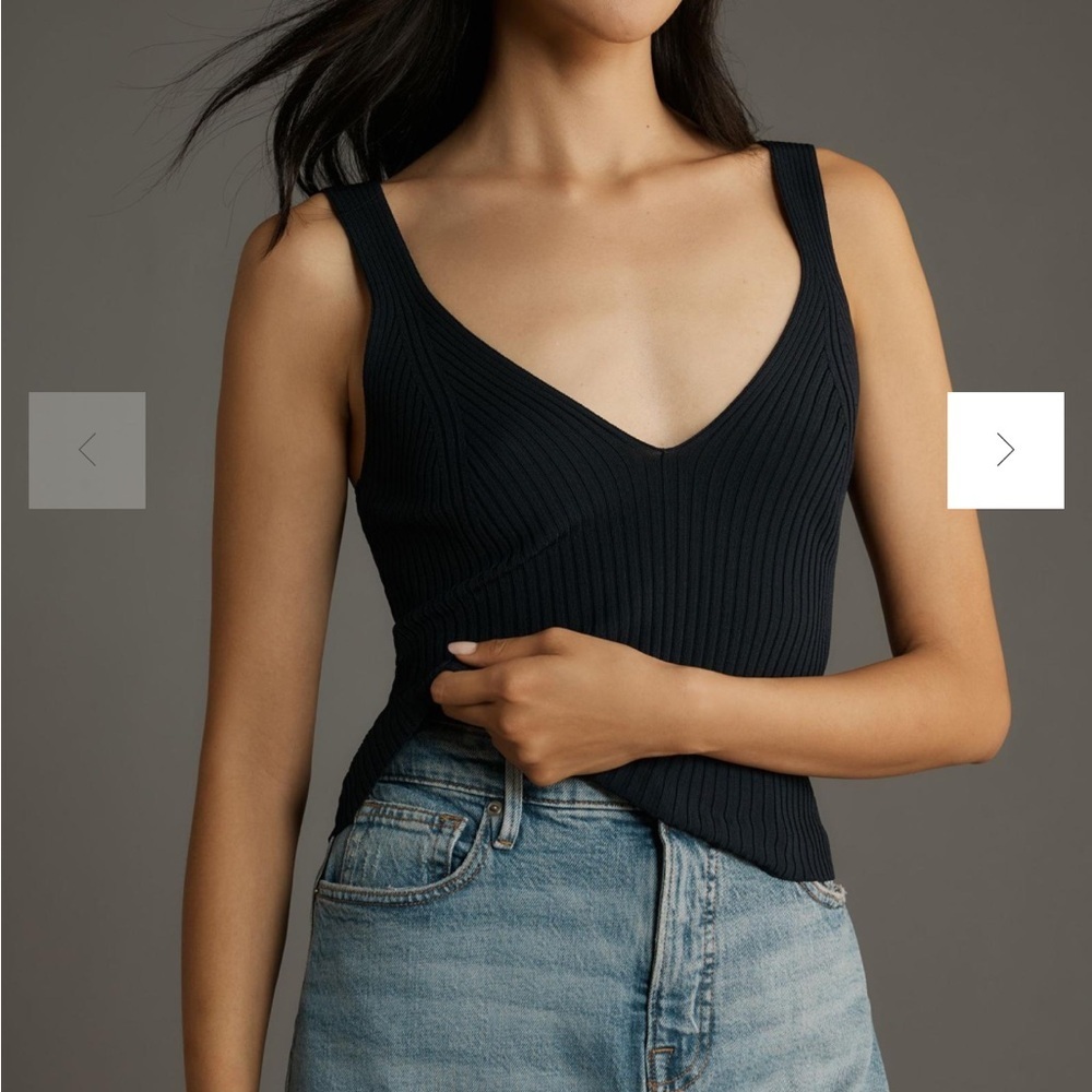 Good American Shine Ribbed Knit Tank NWT